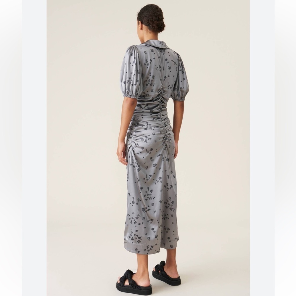 Ganni Silk Stretch Satin Dress Size Small NWT - Picture 2 of 13